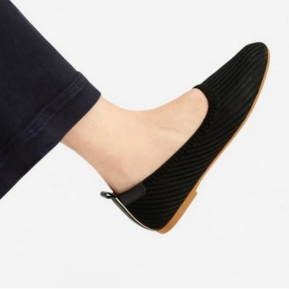 Everlane Black The Day Glove  Reknit Ribbed Knitted Flat Loafers Womens Size 9.5